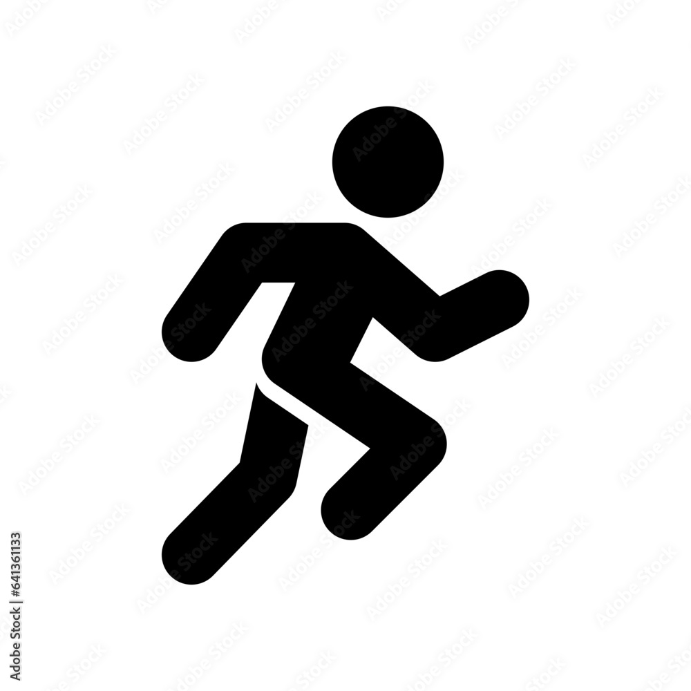 Run icon. Simple solid style. Running man, person, active, action, runner, athlete, sprint, fast, people, sport concept. Black silhouette, glyph symbol. Vector isolated on white background. SVG.