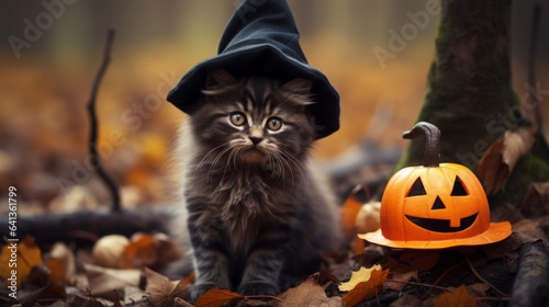 Autumn Forest: Kitten in Witch's Hat.