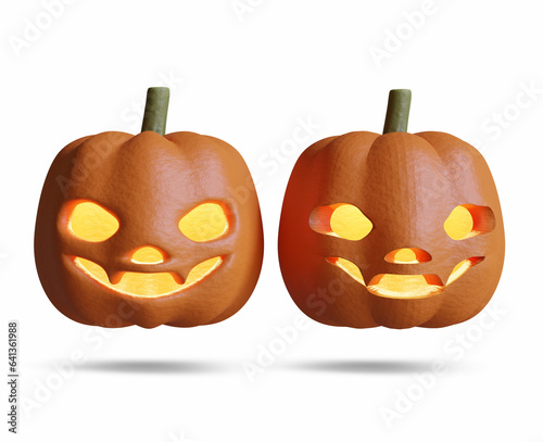 Scary Halloween images or elements created with 3D software to prepare for celebrating Halloween which is synonymous with yellow pumpkins