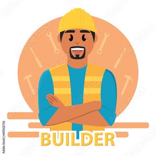 Isolated cute male builder character Profession Vector