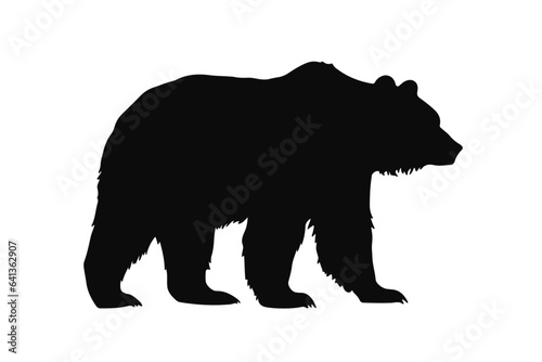 Vector bear silhouette isolated flat vector icon logo for animal wildlife apps, design, logotype and websites