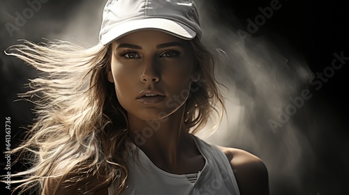 Beautiful female tennis player. Generative AI