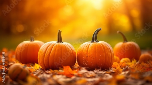 Vibrant Autumn Pumpkins in Halloween Ambiance