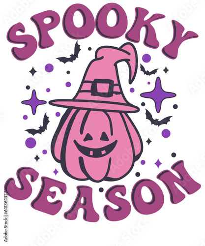 Retro spooky season pink Halloween T shirt design