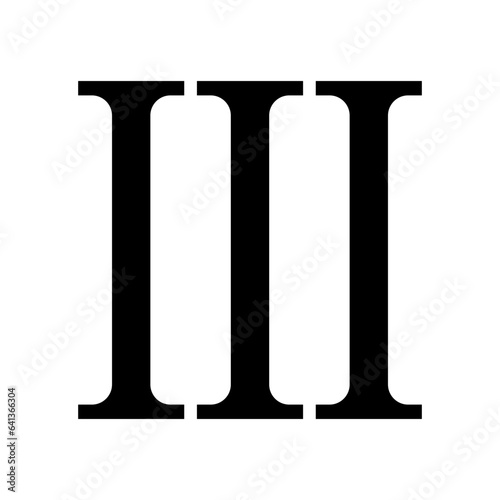 Roman numeral number 3 icon symbol