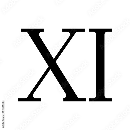 Roman numeral number 11 icon sign
