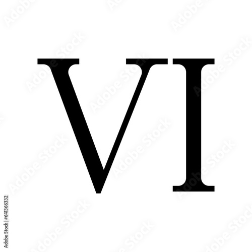 Roman numeral number 6 icon symbol