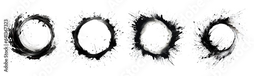 Set of circle brush illustration , Circle brush isolated white transparent background, PNG.