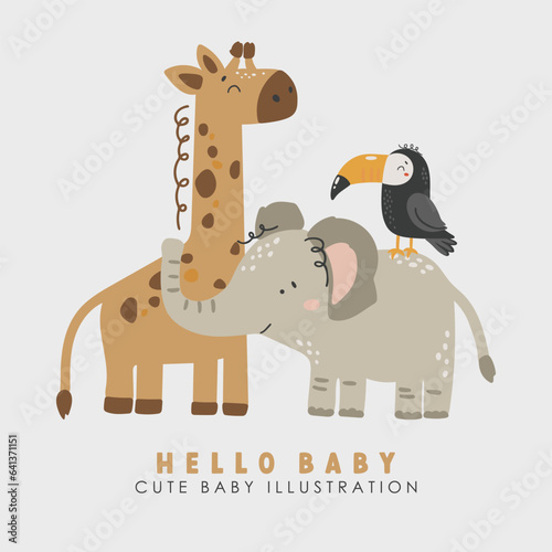 Canvas Print Safari animals vector, Abstract baby animals vector, safari baby animals, cute a