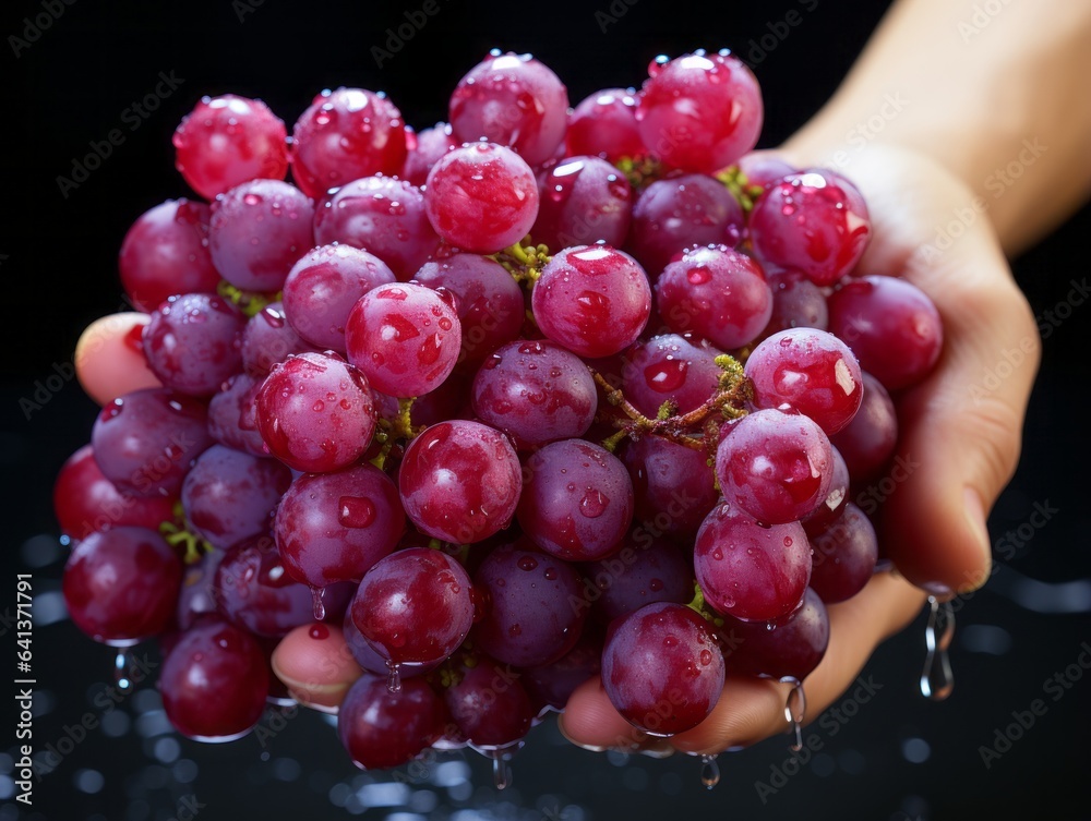 Luscious Red Grapes with Reflective Shine.