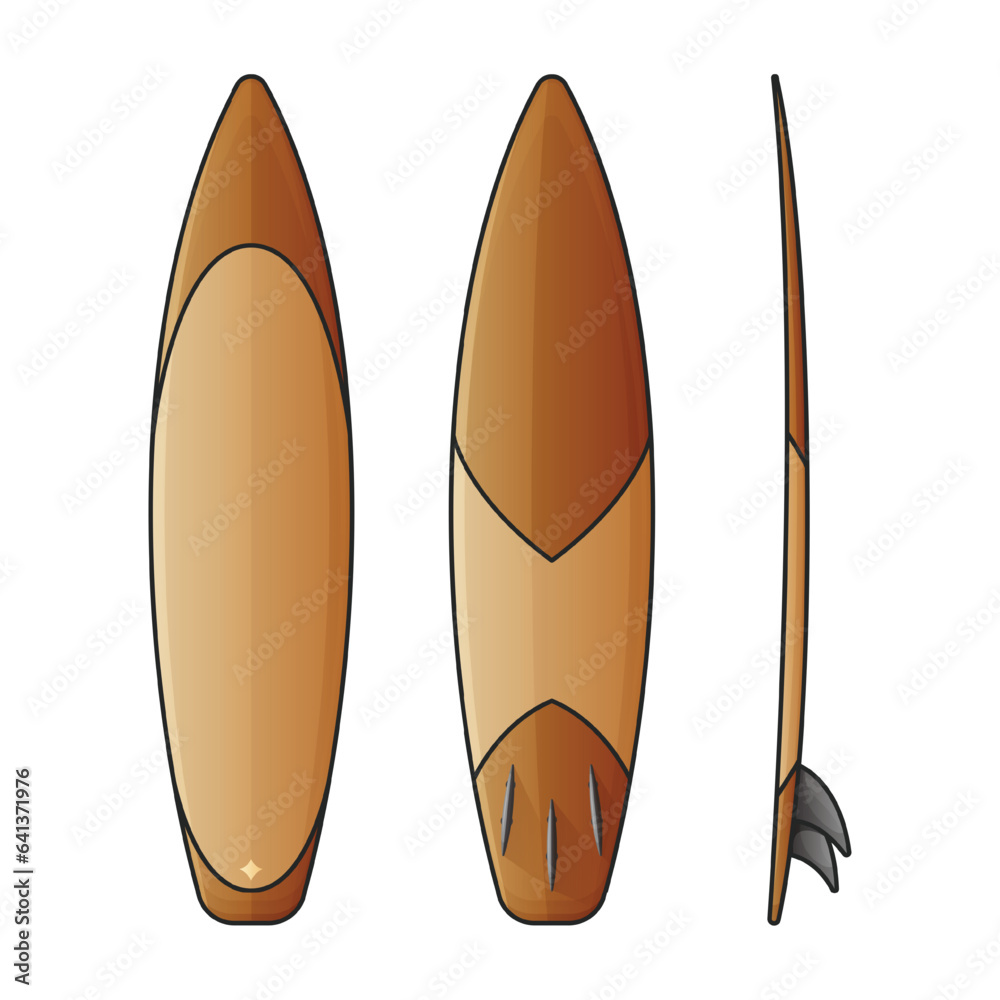 Fototapeta premium Surfboard vector color set icon.Vector illustration surfboard for wave.Isolated icon hawaii of surf board.