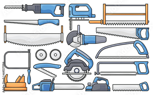 Saw of blade vector color set icon. Vector illustration carpentry tool on white background .Isolated color set icon saw of blade.