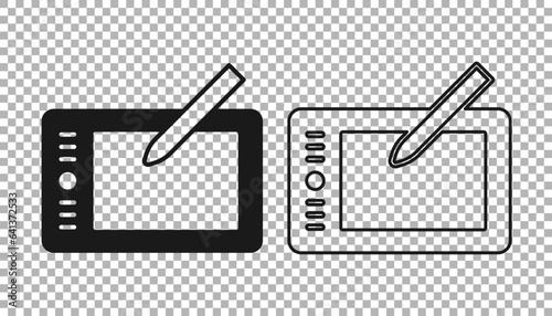 Black Graphic tablet icon isolated on transparent background. Vector