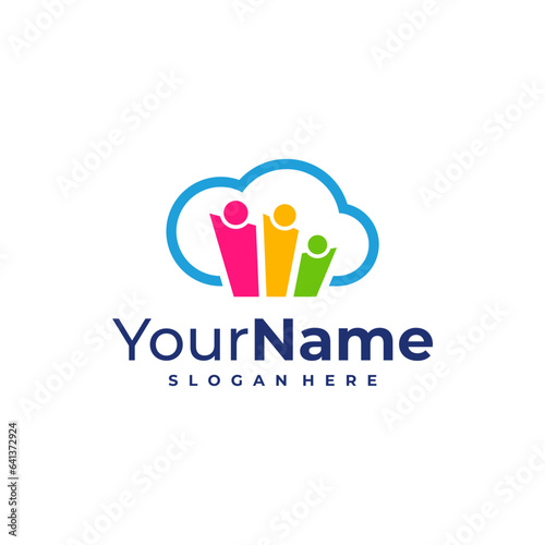 Cloud Leader logo design Template. Cloud People logo vector illustration.