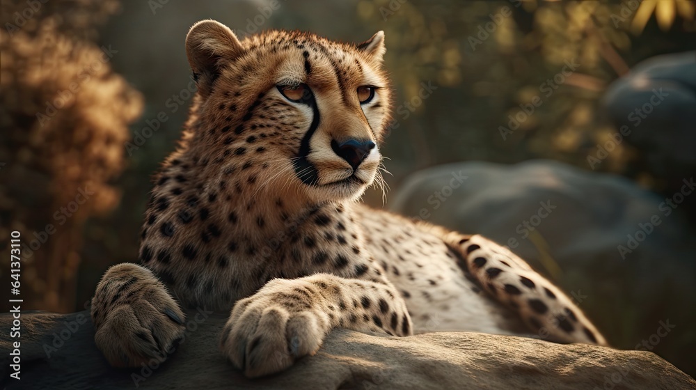 Illustration of a cheetah stalking its prey with its flock Illustration of a cheetah stalking its prey with its flock