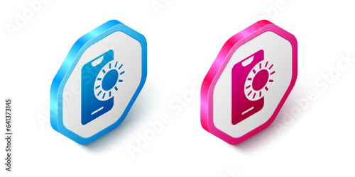 Isometric Online sports betting icon isolated on white background. Sport bet bookmaker. Betting online make money. Hexagon button. Vector