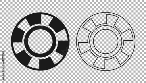 Black Casino chips icon isolated on transparent background. Casino gambling. Vector
