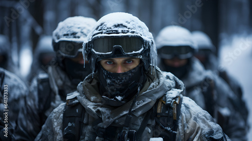 soldiers in cold areas, snowy forests © kitti