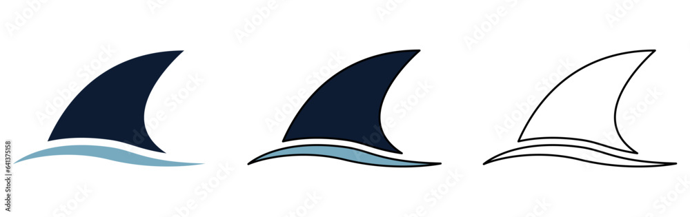 Shark fin set. Vector illustration isolated on white background. Shark fin set. Vector illustration isolated on white background.