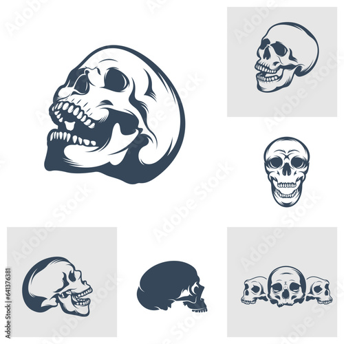 Set of Skull vector illustration design. Skull logo design Template.