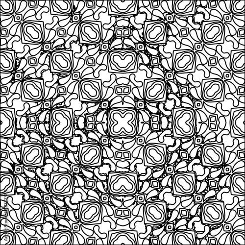 Vector pattern with symmetrical elements . Modern stylish abstract texture. Repeating geometric tiles from striped elements.Black and white pattern.