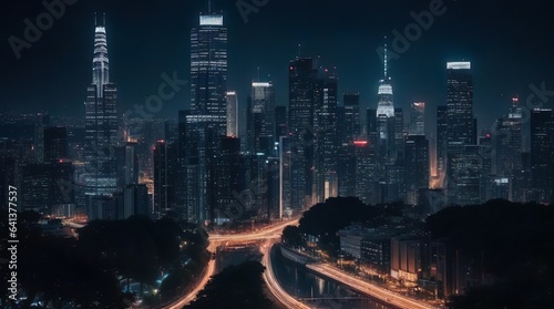 Embracing the Night - Illuminated City Skyline in All Its Splendor