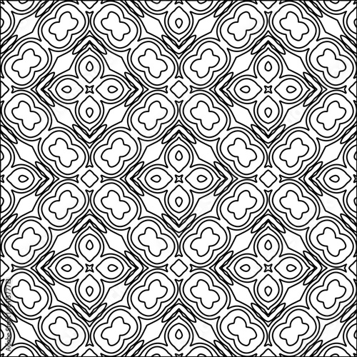 Vector pattern with symmetrical elements . Modern stylish abstract texture. Repeating geometric tiles from striped elements.Black and white pattern.