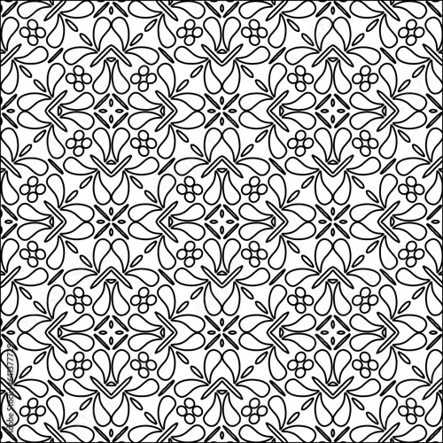 Vector pattern with symmetrical elements . Modern stylish abstract texture. Repeating geometric tiles from striped elements.Black and white pattern.