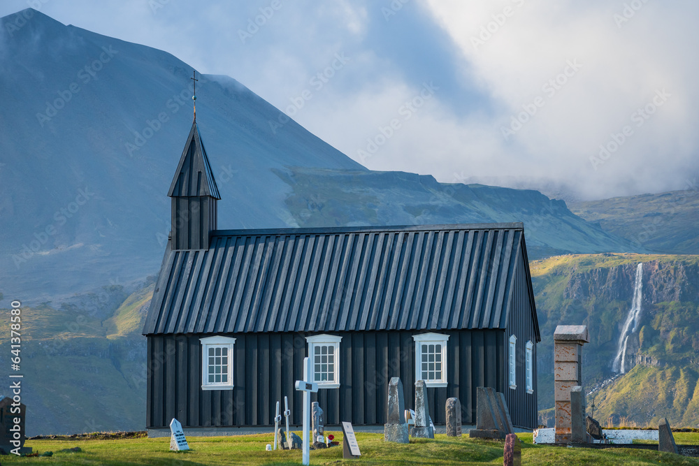 Landscape of the church of Búdakirkja (Iceland)