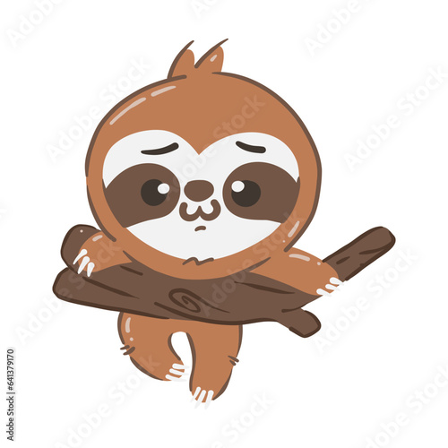 Sloth bear cartoon characters . Hand drawn style . White isolated background . Vector .