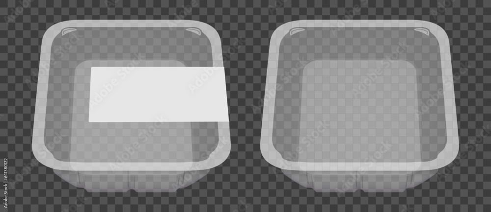 Empty plastic food container. Packaging for meat, fish, vegetables and fruit. Vector illustration. Empty plastic food container. Packaging for meat, fish, vegetables and fruit. Vector illustration.