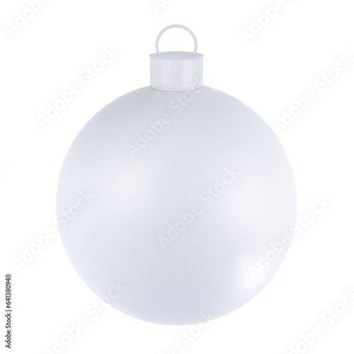 3d rendering Christmas mockup ball icon. Realistic white sphere with clipping path. Holiday toy for fir tree. Holiday Illustration