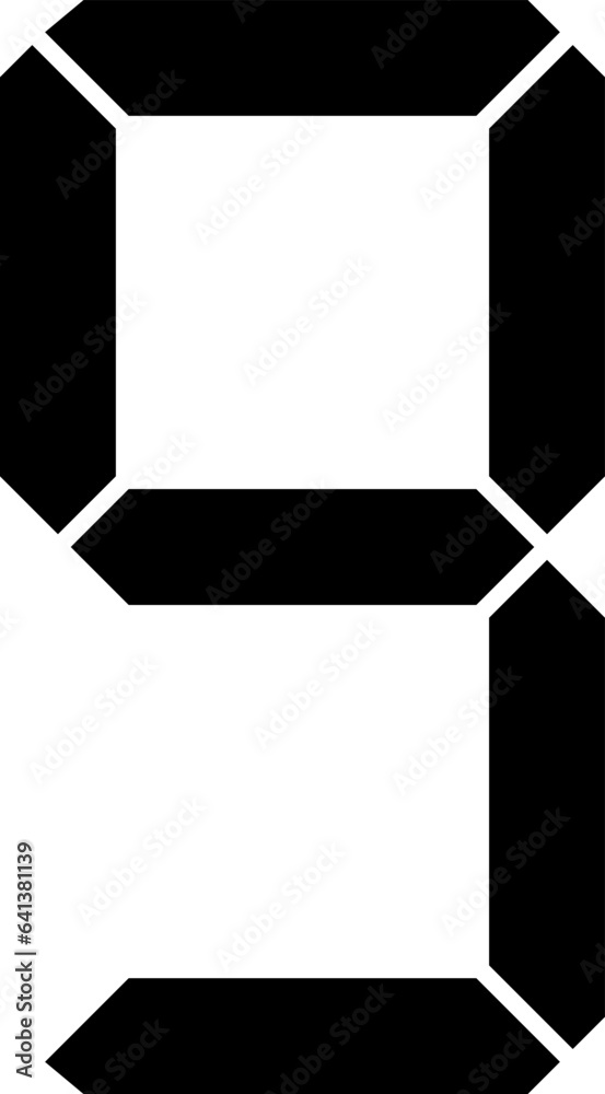 Digital number 9 (black letter on white background) Digital number 9 (black letter on white background)