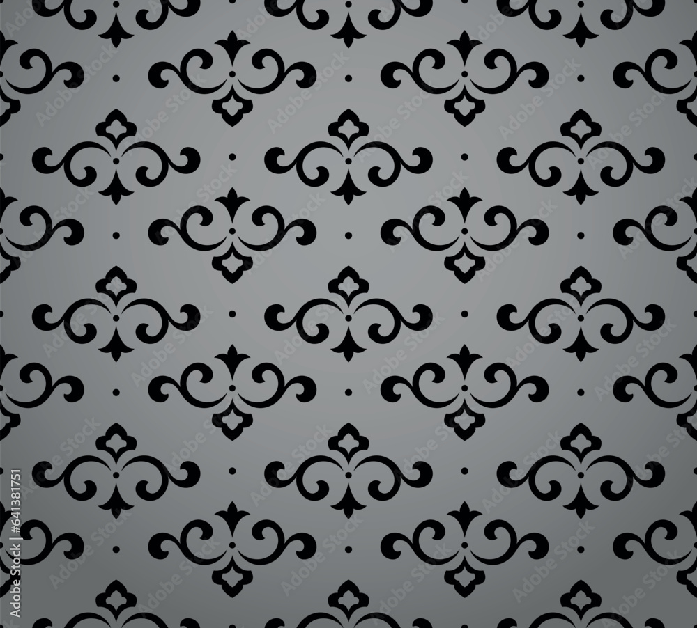 Flower geometric pattern. Seamless vector background. Gray and black ornament Flower geometric pattern. Seamless vector background. Gray and black ornament