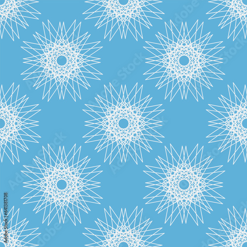 vector seamless vintage pattern of abstract white shapes on sky blue