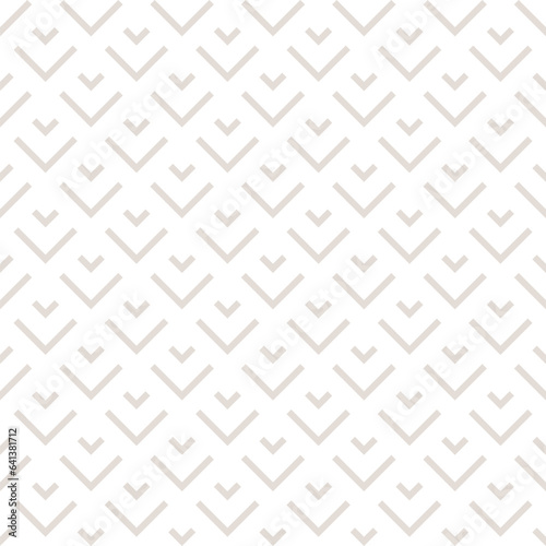 Vector minimalist geometric seamless pattern with lines, arrows, squares, rhombuses, grid. Simple abstract white and beige graphic ornament. Modern minimal background texture. Subtle repeated design