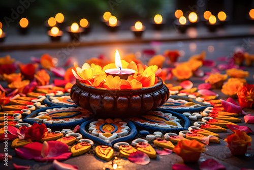 Diwali Festival of Lights AI generated art photo