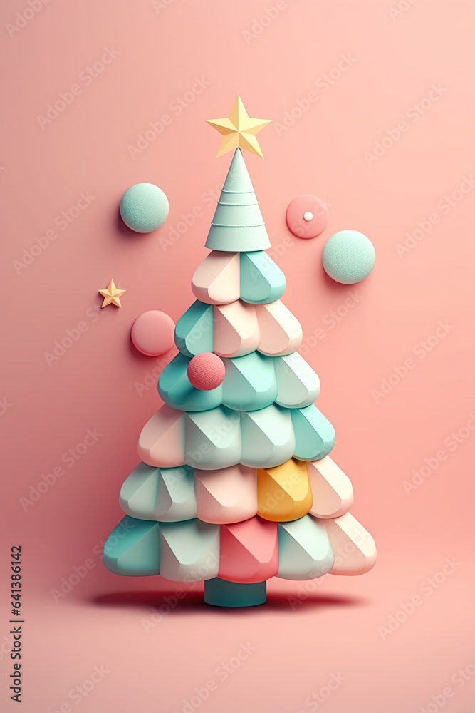 Vertical Christmas tree 3D candy pastel background Vertical Christmas tree 3D candy pastel background