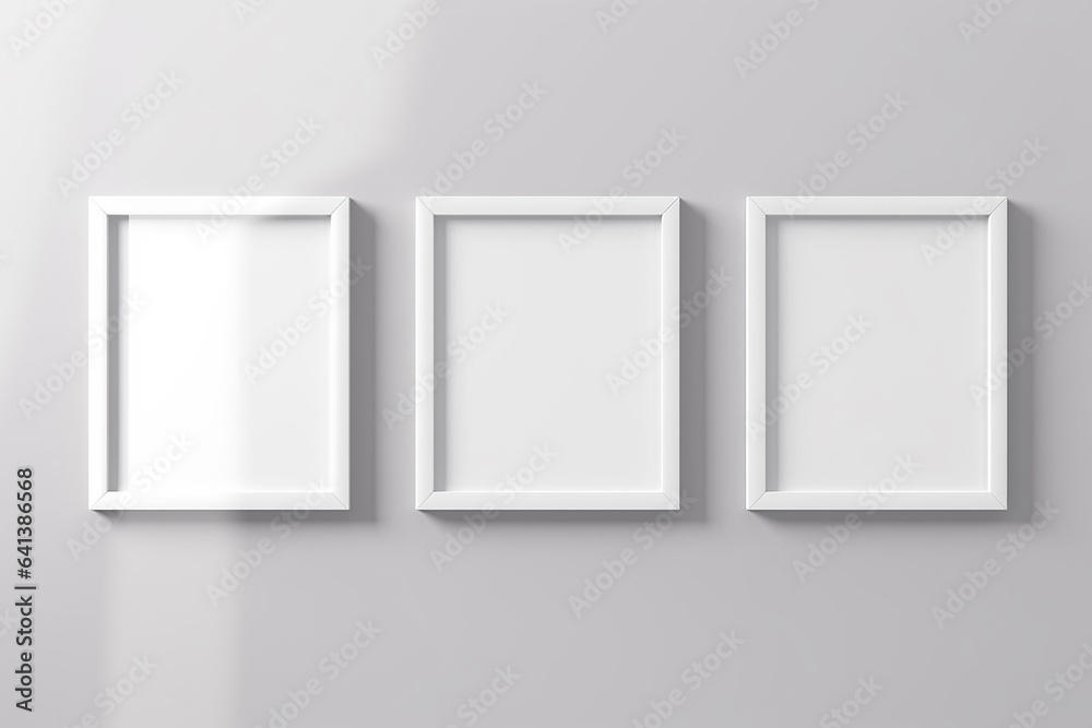 Blank picture frame mockups on a wall Artwork templates in interior design Blank picture frame mockups on a wall Artwork templates in interior design
