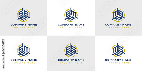 Letter SBM, SMB, BSM, BMS, MSB, MBS Hexagonal Technology Logo Set. Suitable for any business.