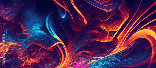Abstract colourful gradient light fluid wavy dynamic isolated on black background in concept modern, technology, Magnetic storm photo