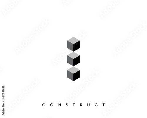 Construct logo design template for business identity. Abstract construction, architecture, structure and planning vector sign.