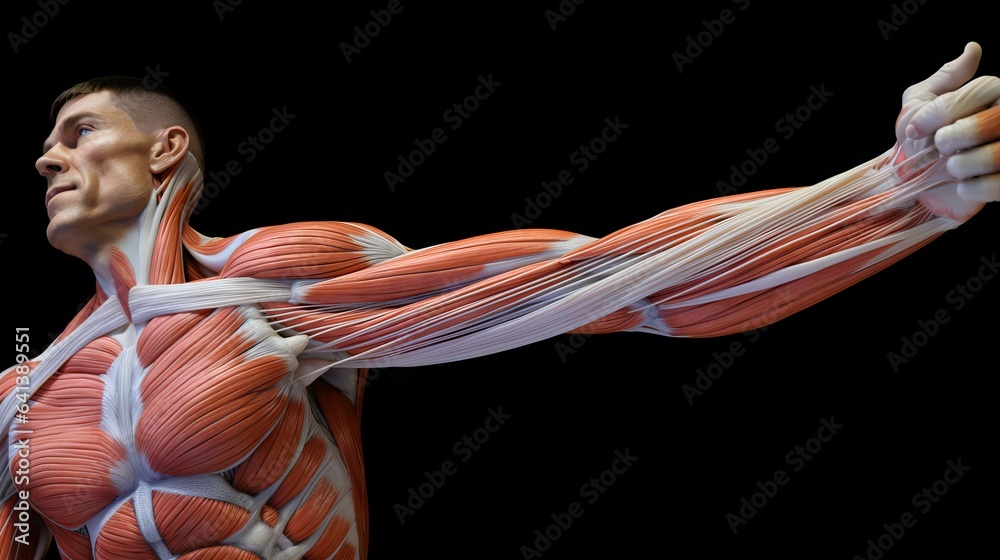 Illustration of Human Arm and Chest Muscles - obrazy, fototapety, plakaty 