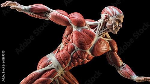 Fotografia Anatomical Illustration of Muscles in the Upper Body
