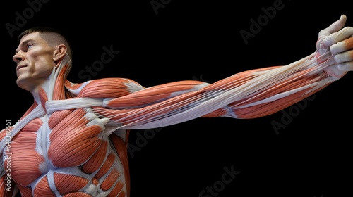 Illustration of Human Arm and Chest Muscles