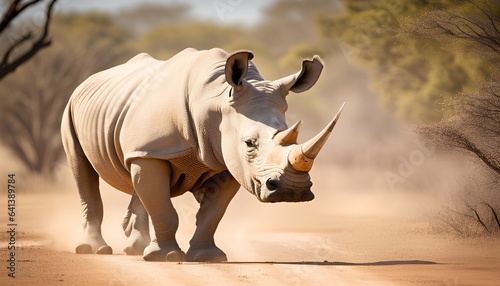 White rhino walking in Africa