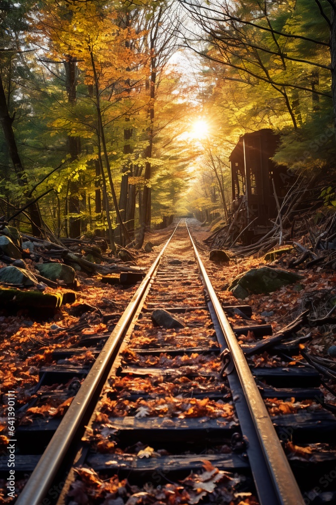 Naklejka premium railroad in autumn