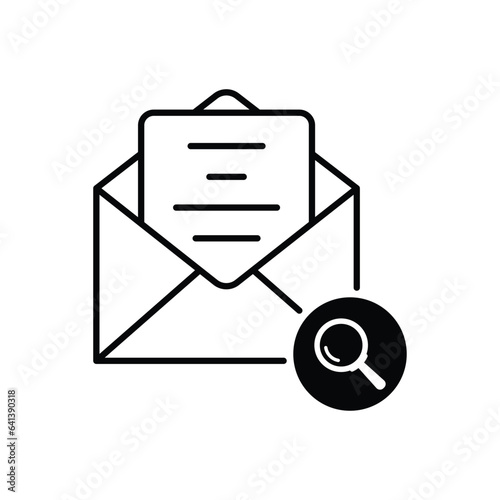 Envelope icon with research sign. Envelope icon and explore, find, inspect symbol. Vector icon