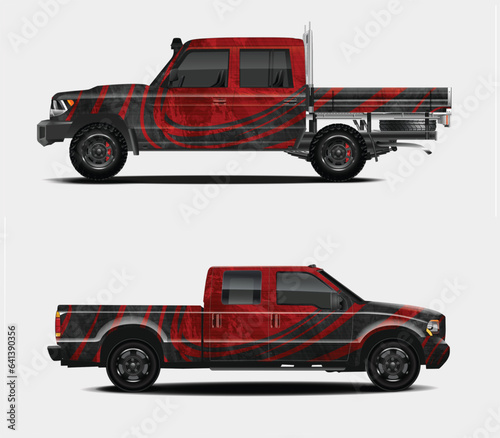 Truck wrap design vector kit. Modern sport graphics. Abstract stripe racing and grunge background for wrap all vehicle