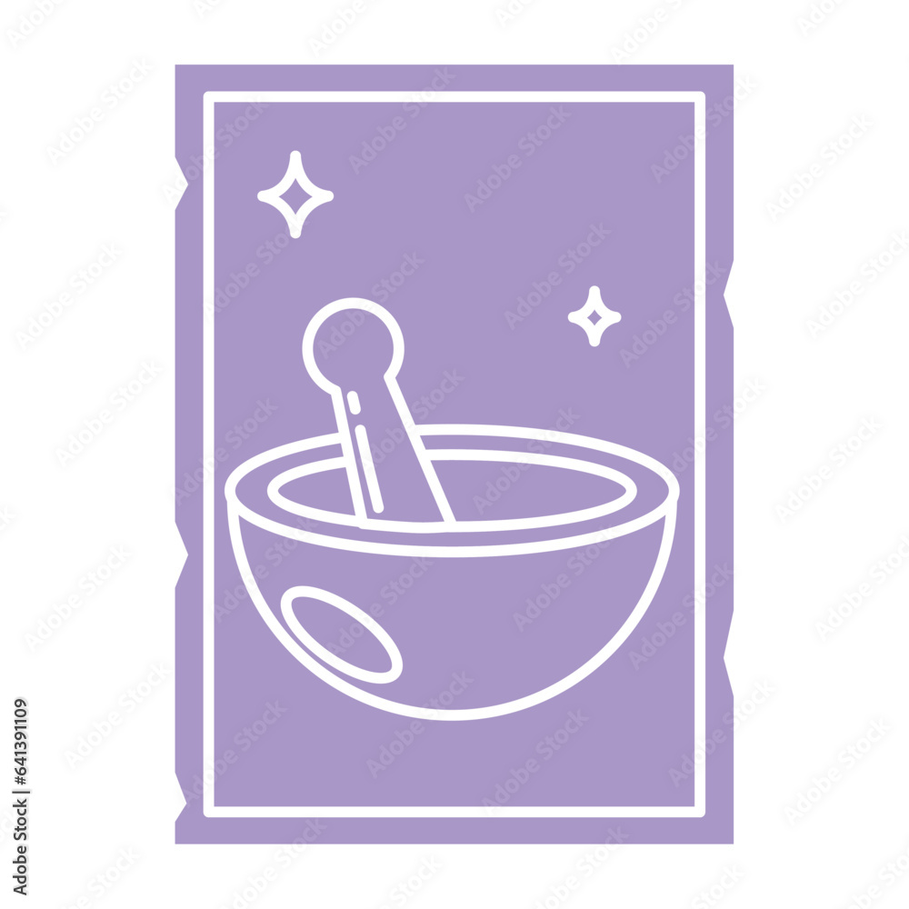 Outline of a herbology bowl on a tarot card Vector Outline of a herbology bowl on a tarot card Vector
